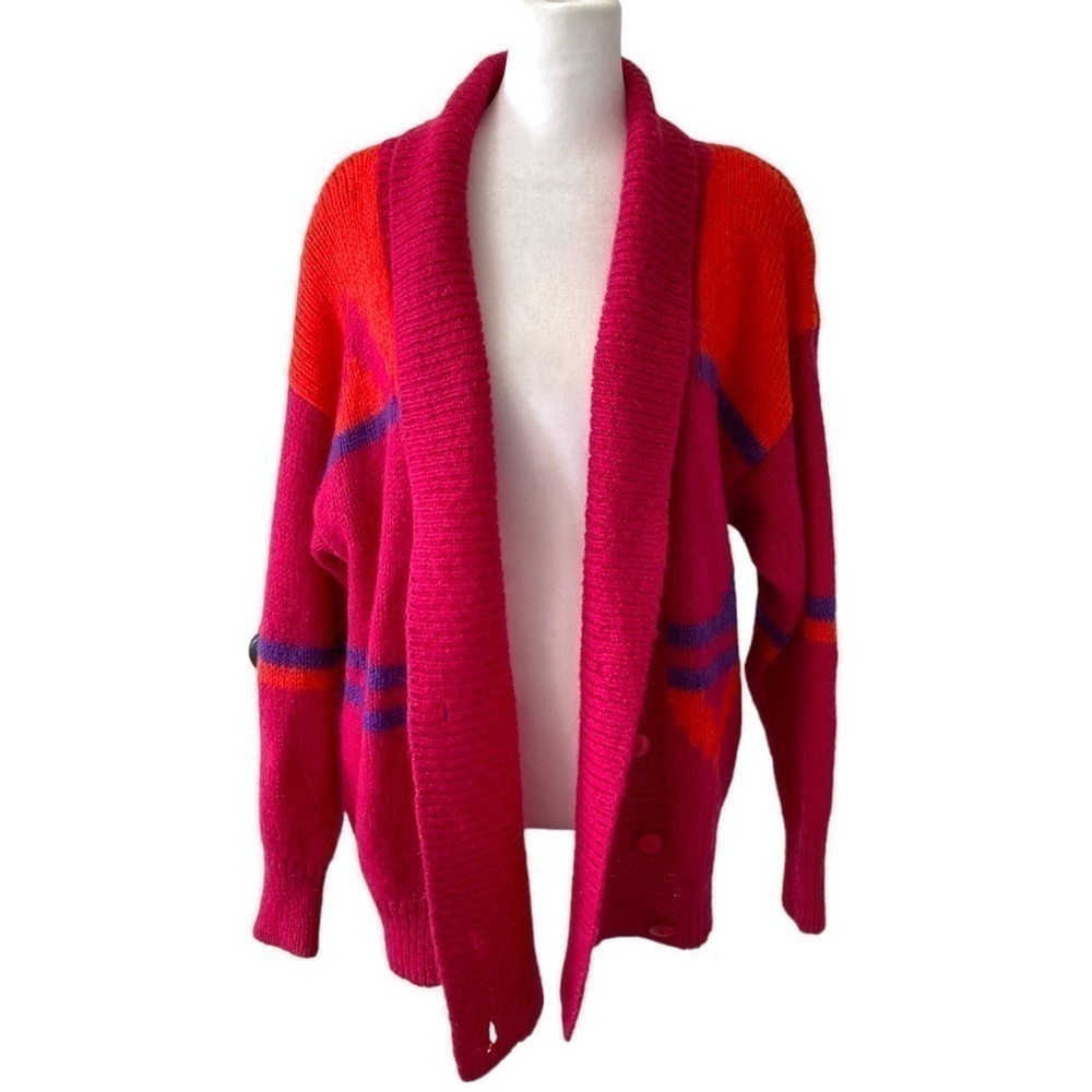 CC Hughs medium sweater cardigan pink orange purple vintage